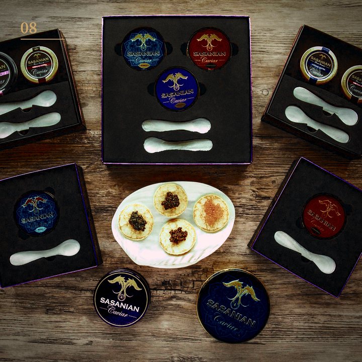A custom gift set with printed tins, spoons and fitted presentation boxes