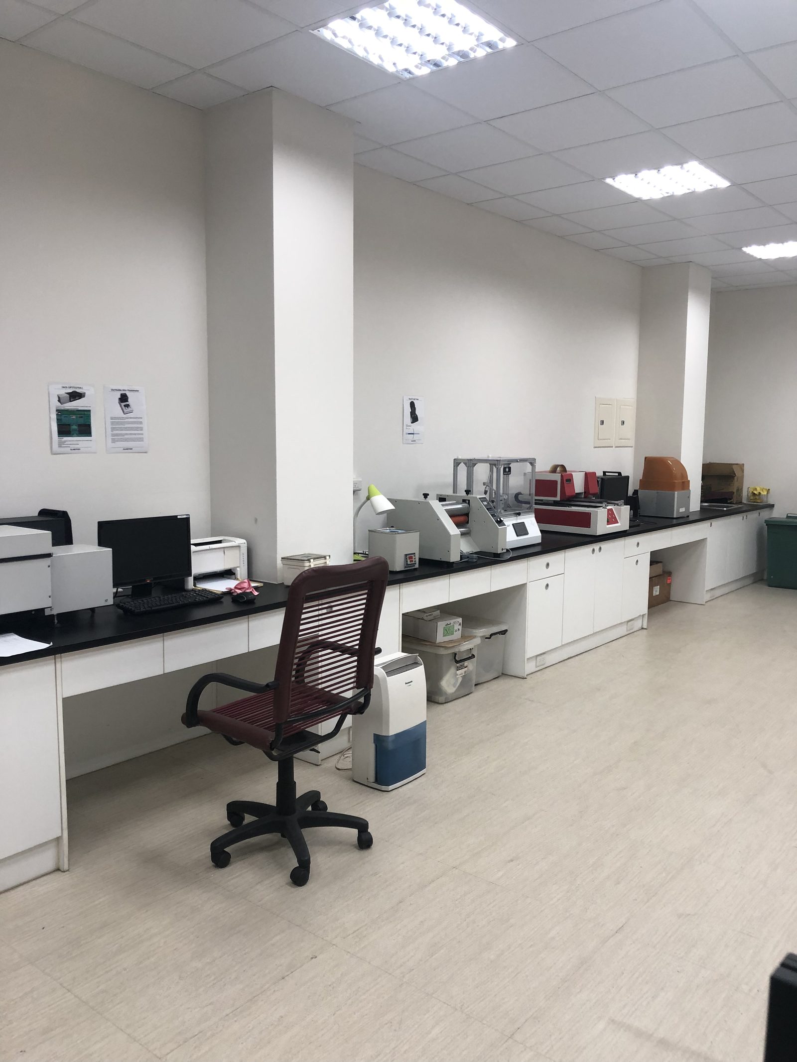 Measuring room with test benches used for first article inspection at a partner factory in Taiwan