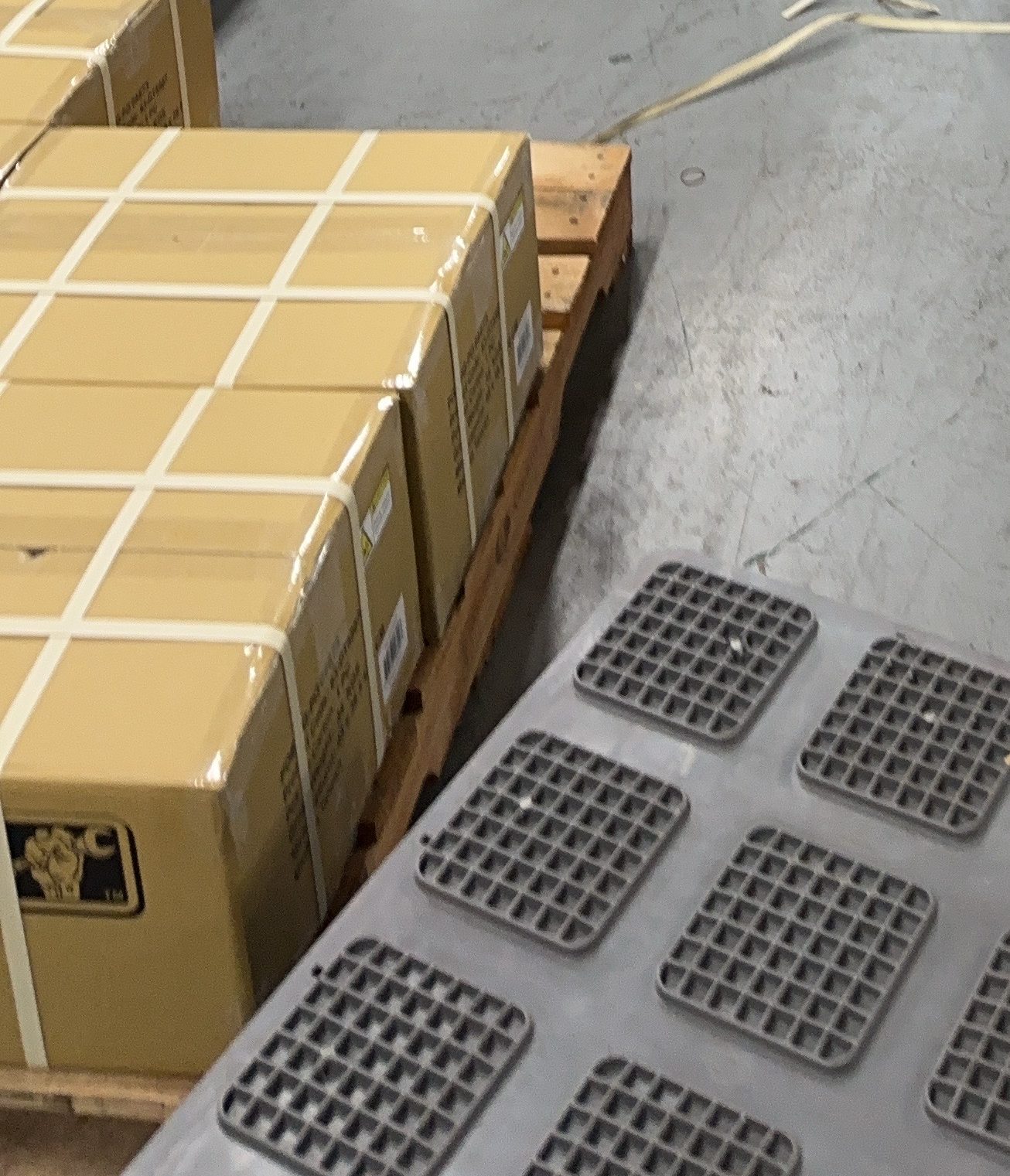 A pallet of cartons ready to move.