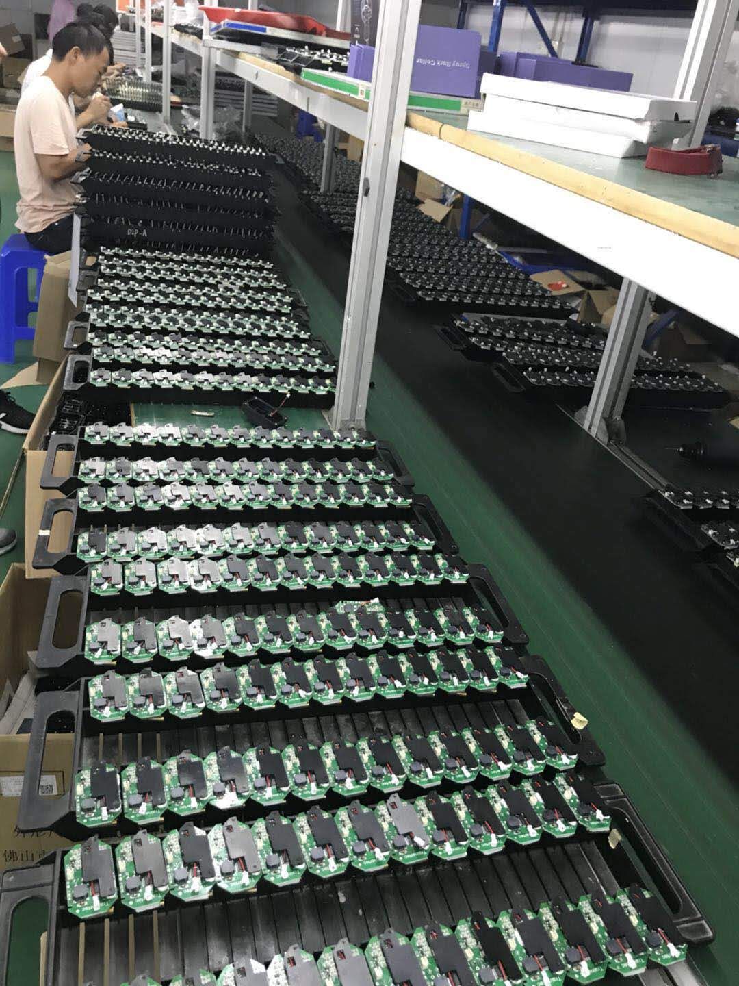 Finished units on a line, overhead.