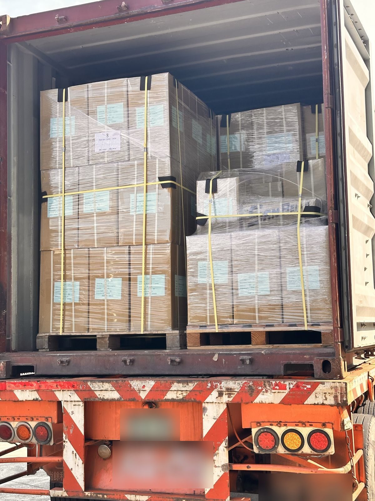 A pallet of cartons at origin.