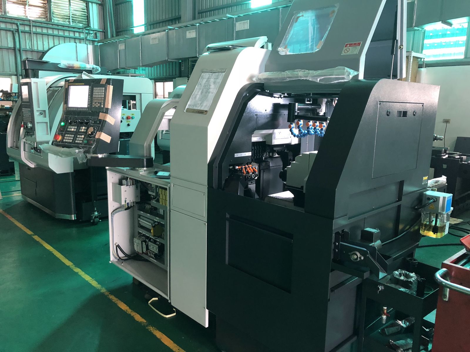 A machining center on the floor.