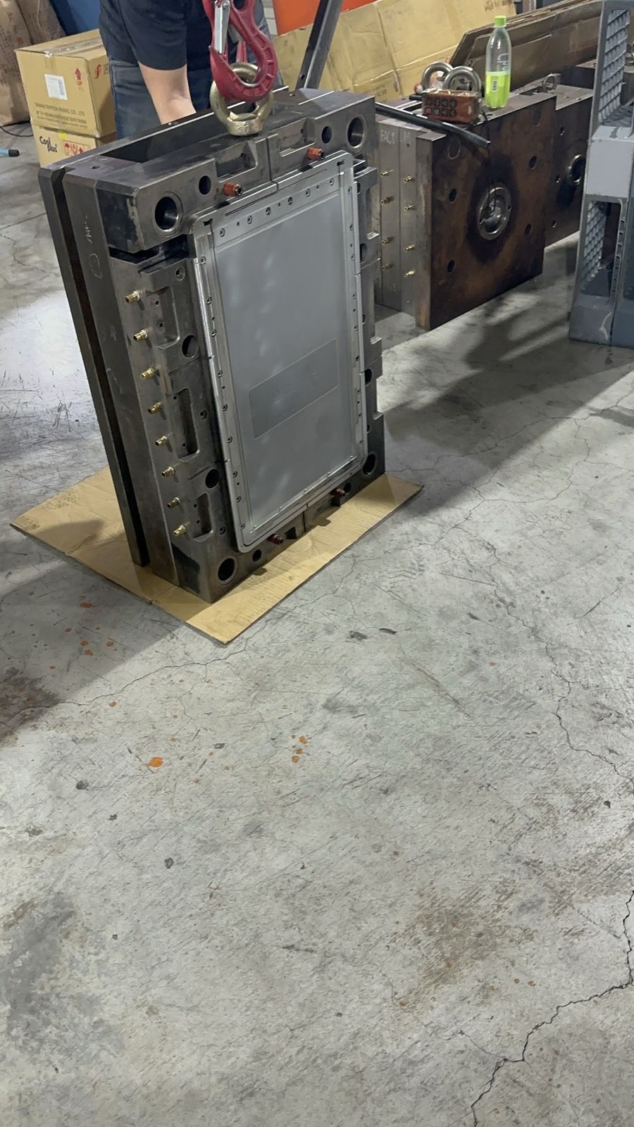 A steel block waiting for the next op.