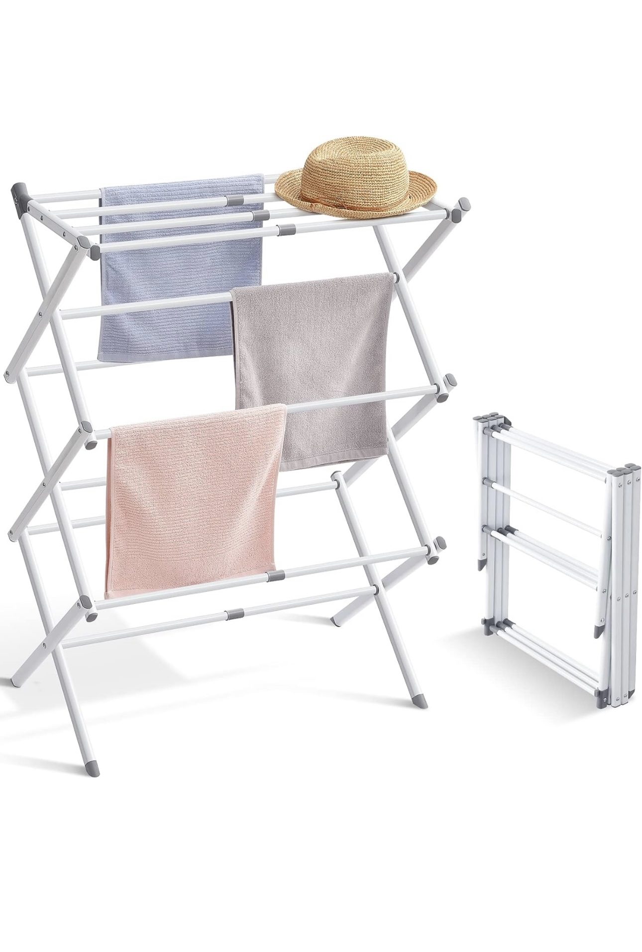 Folding drying rack — a consumer program, assembled and finished.
