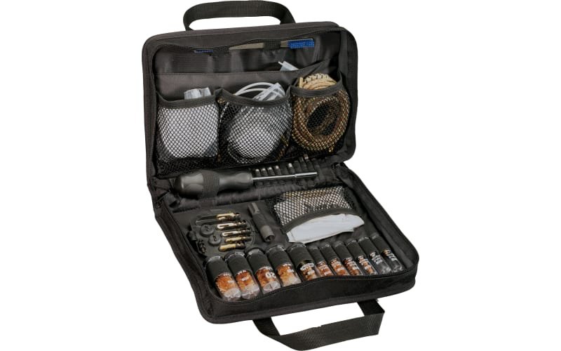 An open zip tool case with fitted compartments