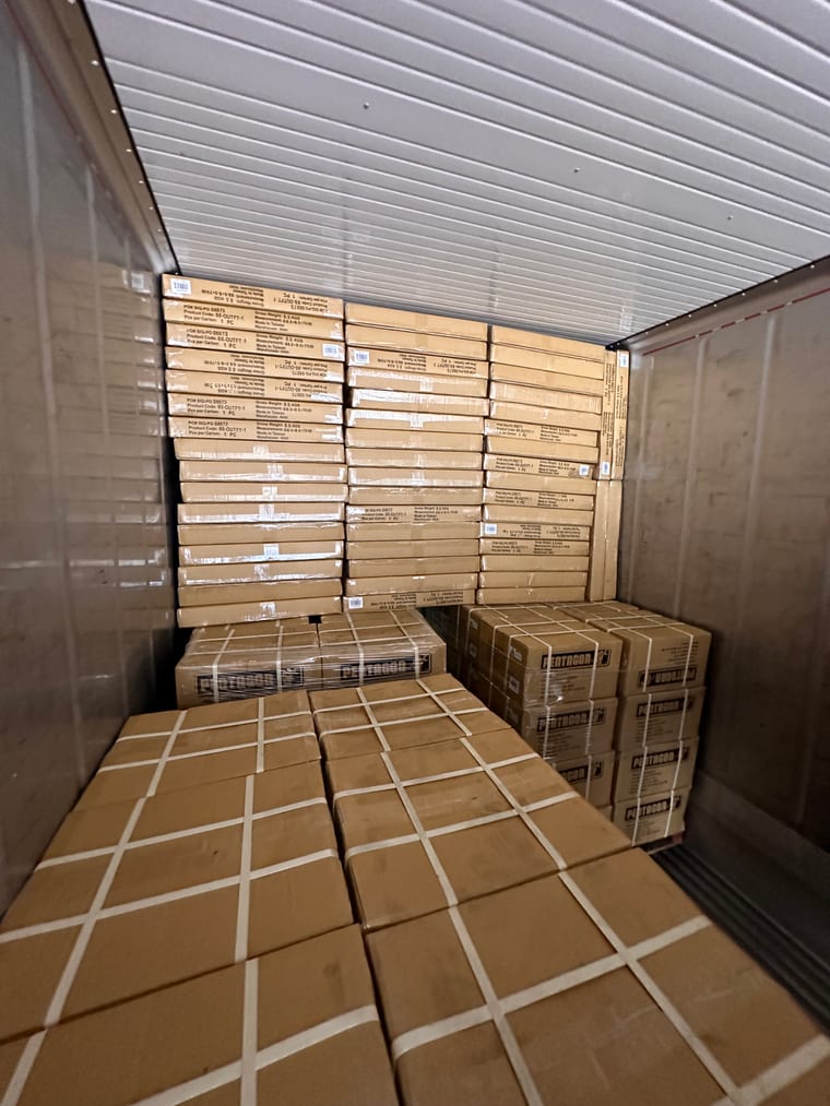 A container loaded and squared off