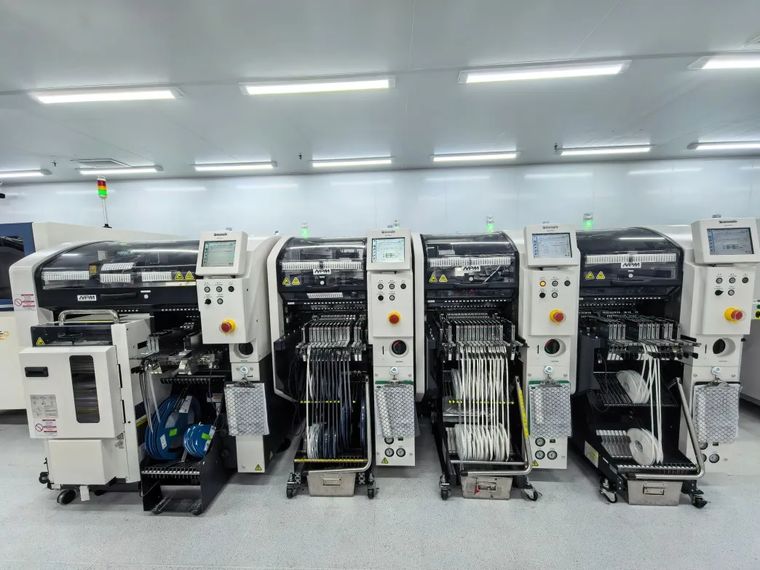 An SMT placement line on a production program